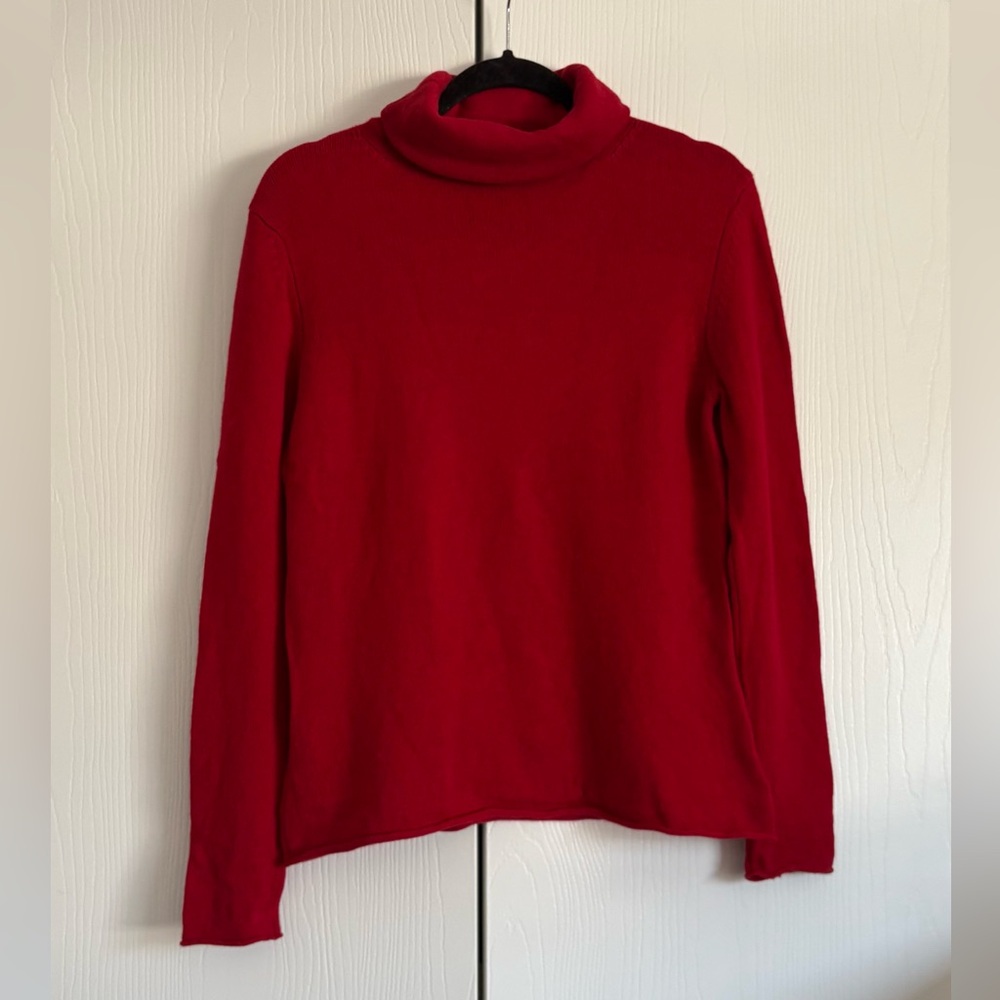Brooks Brothers 100% Cashmere Red Cowl Neck Sweater